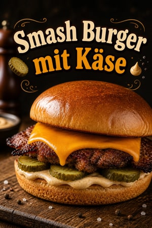 Smash Burger mit knusprigen Rändern und Käsefüllung