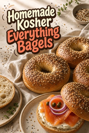 Homemade Kosher Bagels with Everything Seasoning