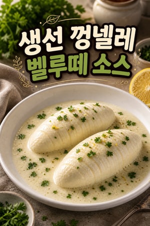 클래식 생선 껑넬레와 가벼운 벨루떼 소스 — 실키한 무스 레시피
