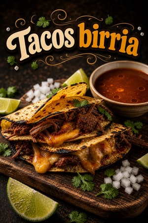 Tacos Birria de bœuf fumé avec consomé à tremper pour ce soir