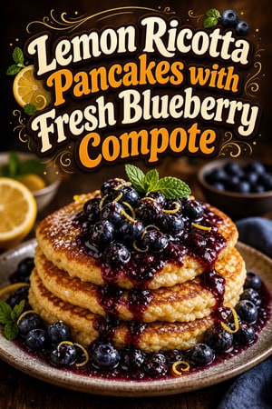Lemon Ricotta Pancakes with Fresh Blueberry Compote