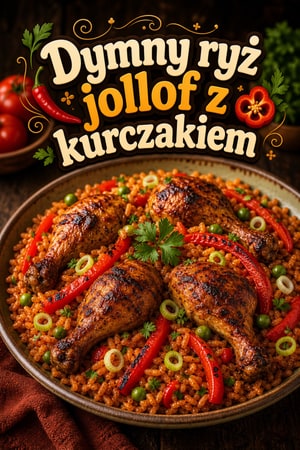 Dymny jollof rice z kurczakiem i papryką — przepis