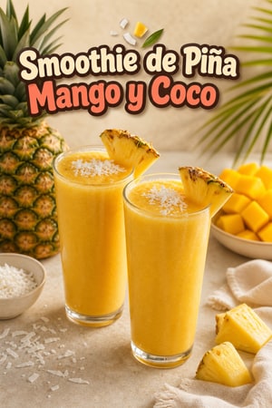 Smoothie Tropical de Piña y Mango con Coco