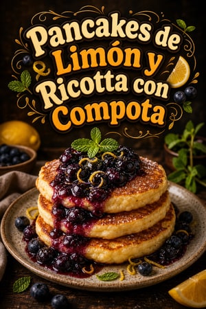 Pancakes de Limón y Ricotta con Compota de Arándanos