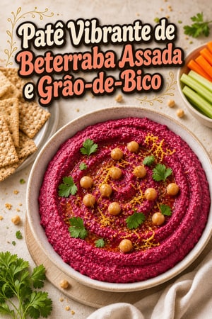 Patê Vibrante de Beterraba Assada e Grão-de-Bico com Limão