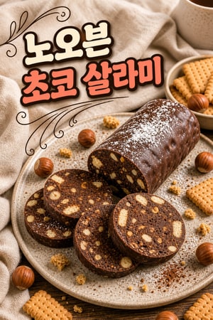 오븐 없이 만드는 초코 살라미 레시피 — 비스킷과 견과가 듬뿍, 누구나 만들기 쉬운 간단한 슬라이스 디저트