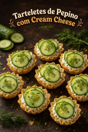 Tarteletas Crispy com Cream Cheese Ervas e Pepino