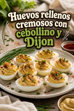 Huevos rellenos cremosos con cebollino y Dijon — fáciles