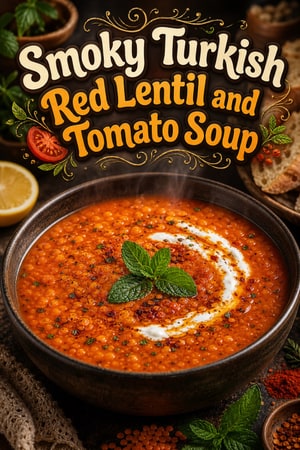Smoky Turkish Red Lentil and Tomato Soup with Mint