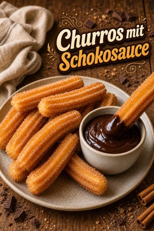 Hausgemachte Churros con Chocolate mit dicker Schokosauce