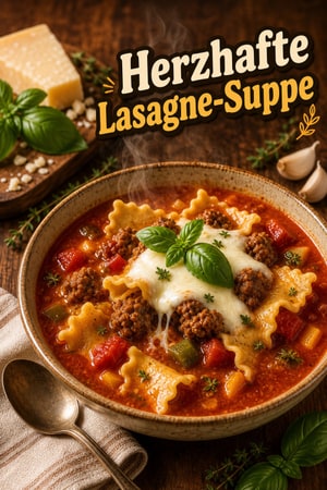 Herzhafte Lasagne-Suppe mit italienischer Wurst & Mozzarella