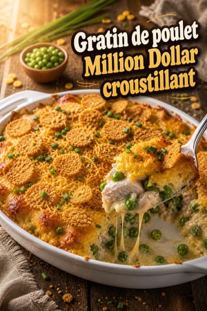 Gratin de poulet Million Dollar, croûte croustillante