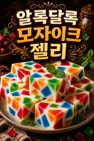 알록달록 무지개 브로큰 글래스 젤리 레시피 | 크리미한 모자이크 디저트