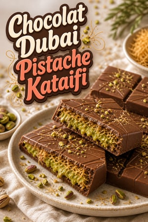 Tablette de chocolat de Dubaï à la pistache et au kataïfi