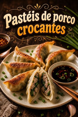 Jiaozi na frigideira: pastéis chineses de porco crocantes