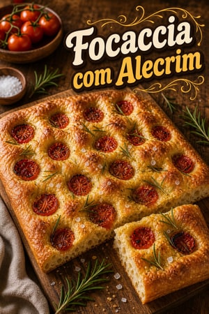 Focaccia de Alecrim e Tomate Cereja com Flor de Sal