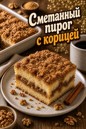 Классический кофейный пирог на сметане с корицей