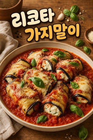 리코타와 토마토소스를 곁들인 가지 인볼티니