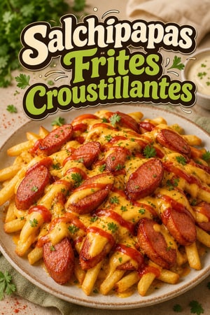 Salchipapas : Frites Croustillantes avec Saucisse et Sauce Crémeuse