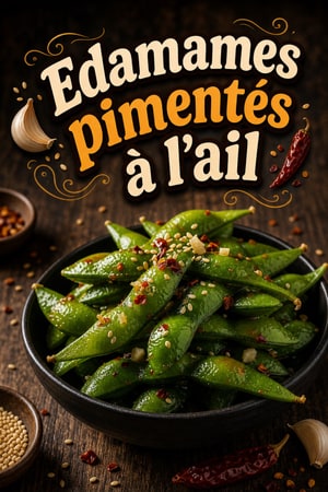 Edamames pimentés à l'ail et aux graines de sésame