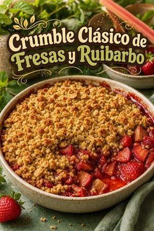 Crumble Clásico de Fresas y Ruibarbo con Avena Crujiente
