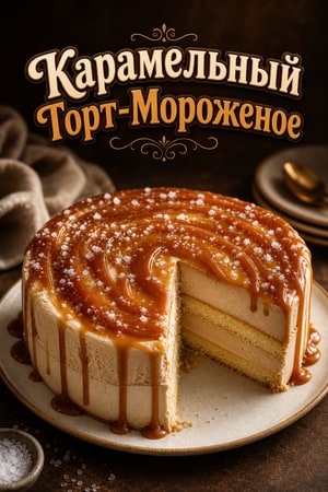 Восхитительный торт с карамельным мороженым и соленой карамелью