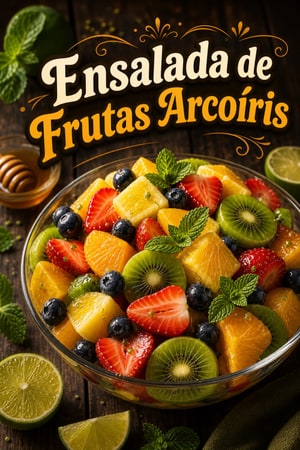 Ensalada de Frutas Arcoíris con Miel, Lima y Menta Fresca