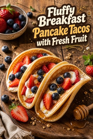 Fluffy Breakfast Pancake Tacos with Fresh Fruit and Yogurt