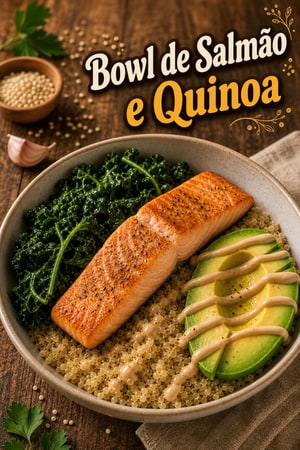 Bowl de Salmão e Quinoa Nutritivo com Couve ao Alho