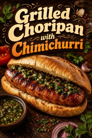 Grilled Choripan Sandwich with Chimichurri Sauce, Argentine