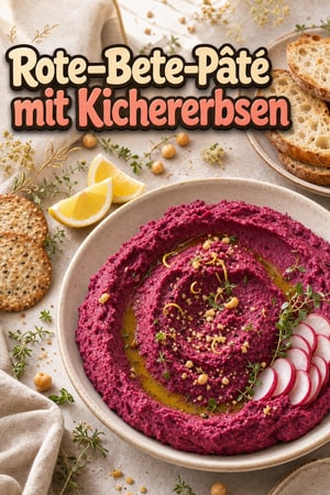 Leuchtendes Rote-Bete-Kichererbsen-Pâté mit frischer Zitrone