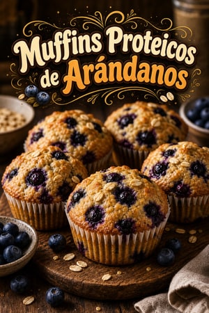Muffins de Arándanos Proteicos con Yogur Griego