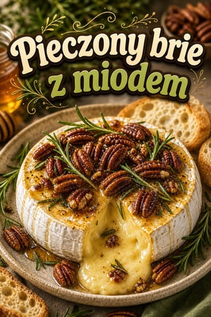 Pieczony ser brie z miodem, orzechami pekan i rozmarynem