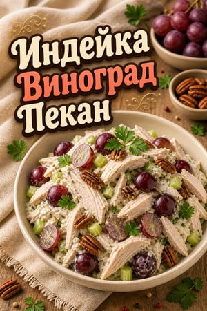 Салат из индейки с виноградом и пеканом: классический рецепт