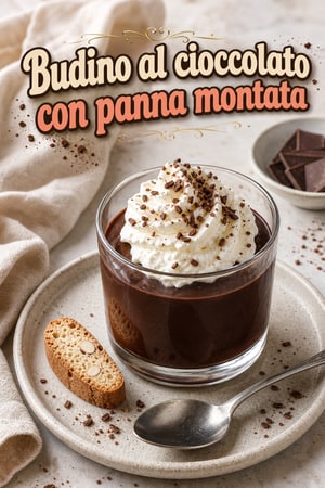 Budino al cioccolato con panna montata morbida