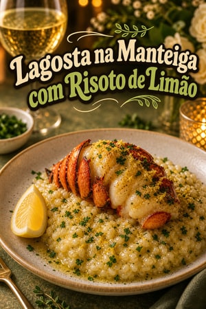 Caudas de Lagosta na Manteiga com Risoto de Limão e Ervas