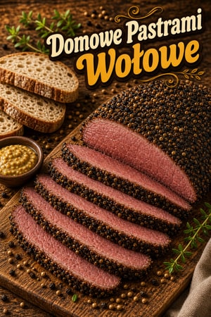 Domowe wędzone pastrami wołowe z pieprzową posypką