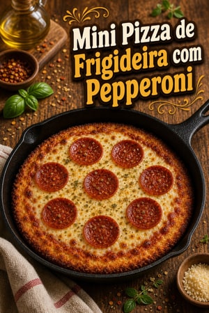 Mini Pizza de Frigideira com Pepperoni e Massa Crocante