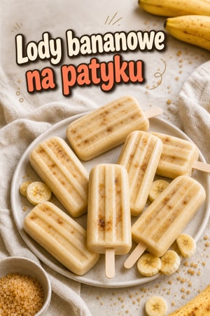 Kremowe lody na patyku z bananem i brązowym cukrem