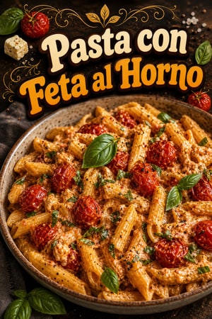 Pasta con Queso Feta al Horno y Tomates Cherry