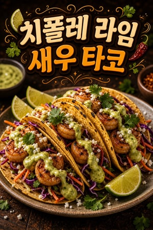 집에서 쉽게 만드는 매콤 상큼한 스모키 치폴레 라임 새우 타코와 아보카도 크레마, 30분 완성