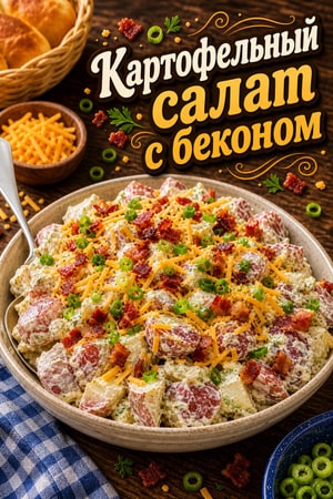 Картофельный салат с беконом и соусом ранч на компанию