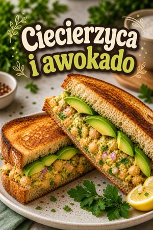 Kanapka z gniecioną ciecierzycą i świeżym awokado