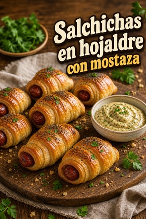 Pigs in a Blanket clásicos con dip de mostaza y queso