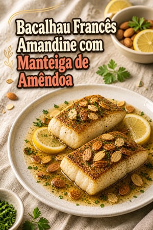 Bacalhau Francês Amandine com Manteiga de Amêndoa e Limão