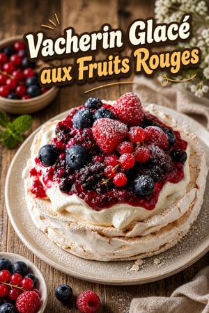 Vacherin Glacé à la Crème Vanille et Compote de Fruits Rouges