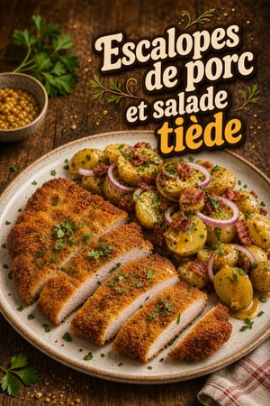 Escalopes de porc parfumées et salade tiède à l'allemande