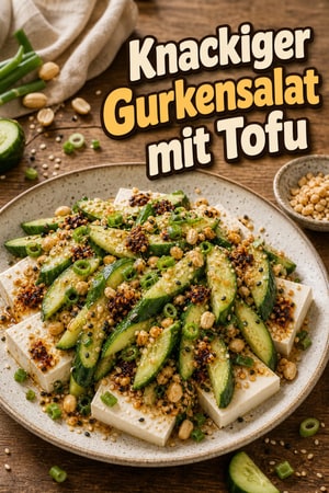 Knackiger Gurkensalat mit Tofu
