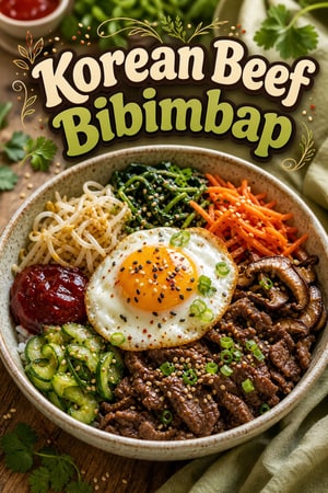Korean Beef Bibimbap with Gochujang, Veggies and Sesame