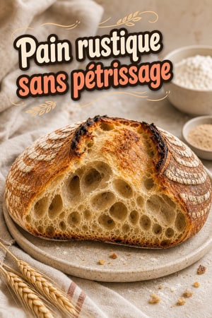 Pain rustique sans pétrissage — 3 ingrédients faciles